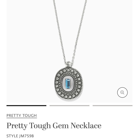 Brighton Pretty Tough Silver Necklace with Aqua Gem - Picture 2 of 4